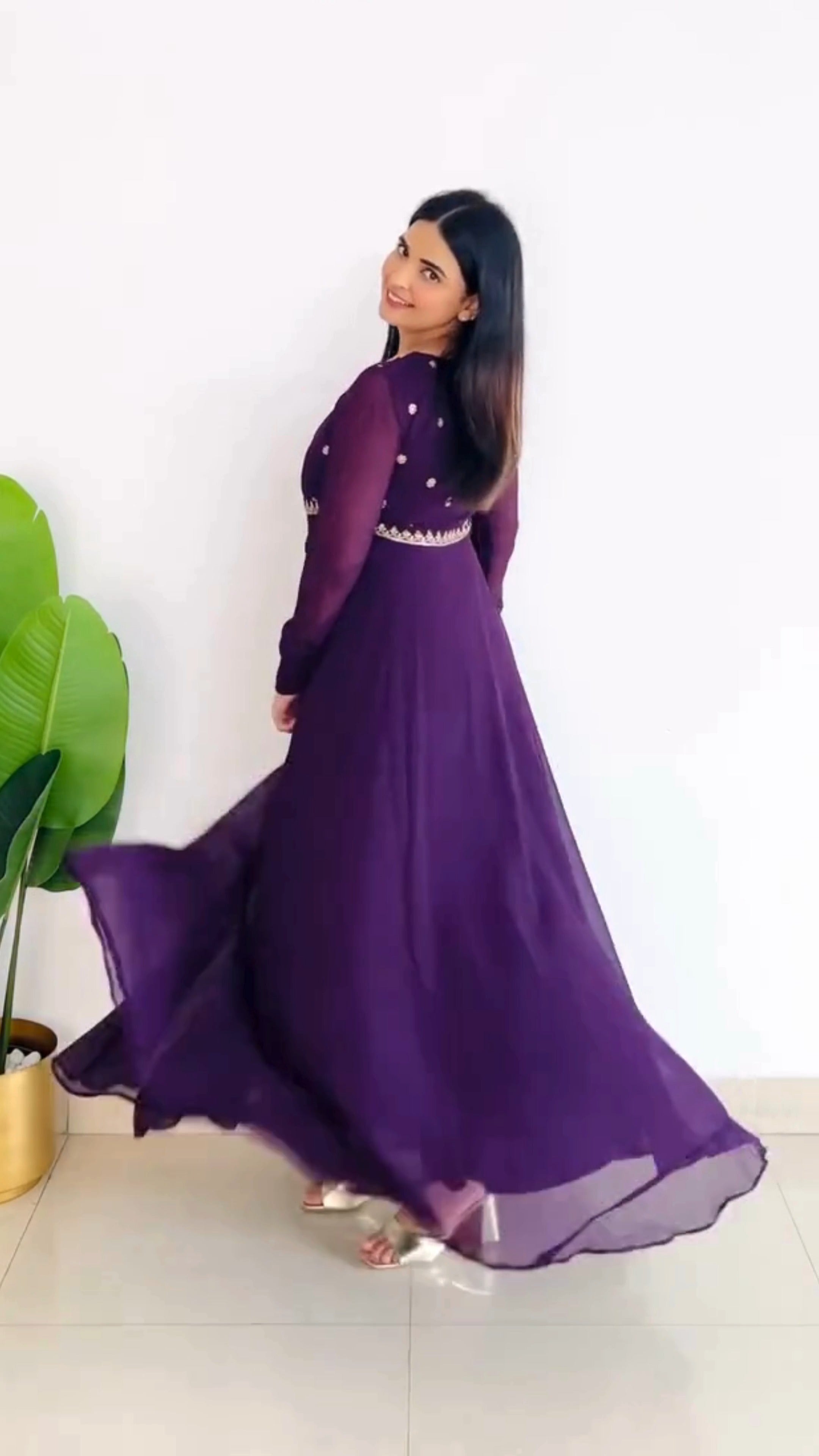 beautiful embroidered Anarkali gown in 3 color