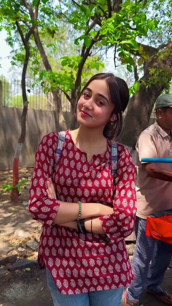 maroon cotton kurti with a white block print pattern