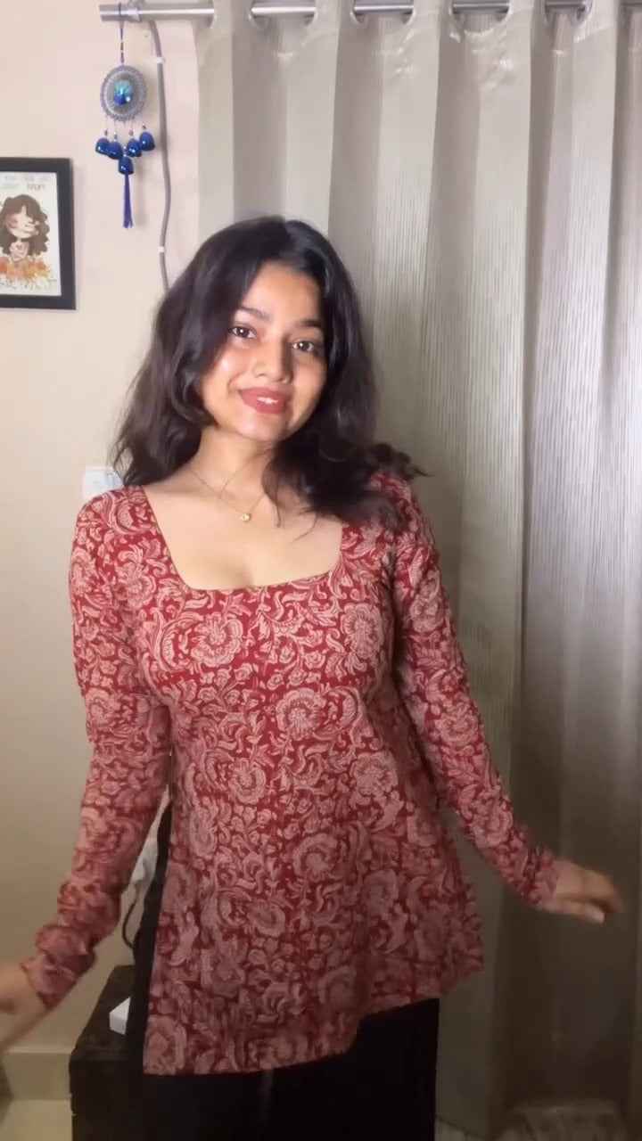 Red Printed Kurti Look( fabric is likely breathable, Poly rayon)