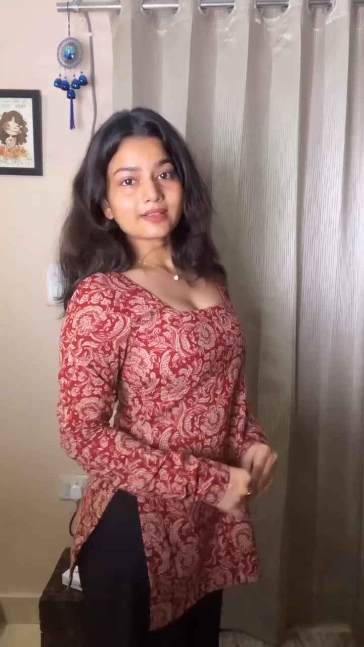 Red Printed Kurti Look( fabric is likely breathable, Poly rayon)