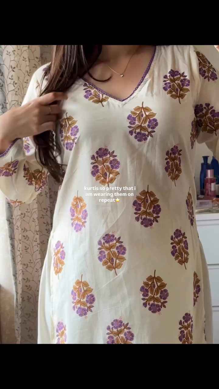 blue, printed short kurti.( fabric is likely breathable, Poly rayon)