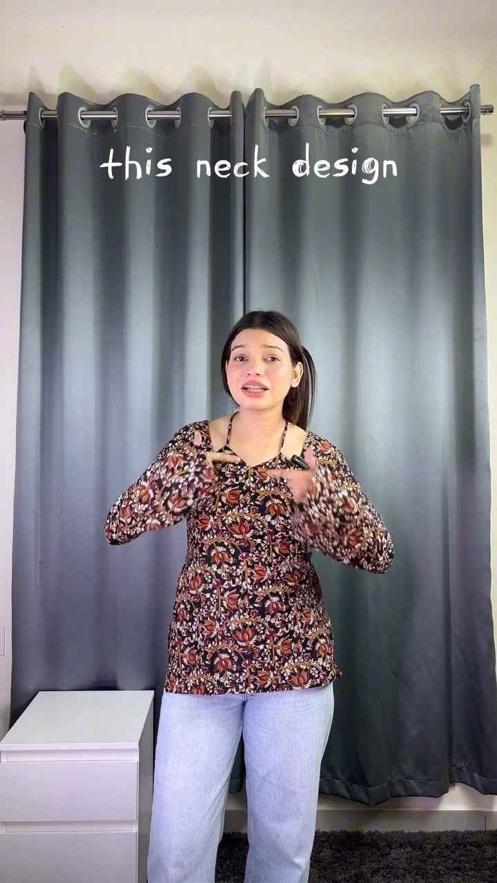 floral printed top or tunic( fabric is likely breathable, Poly rayon)