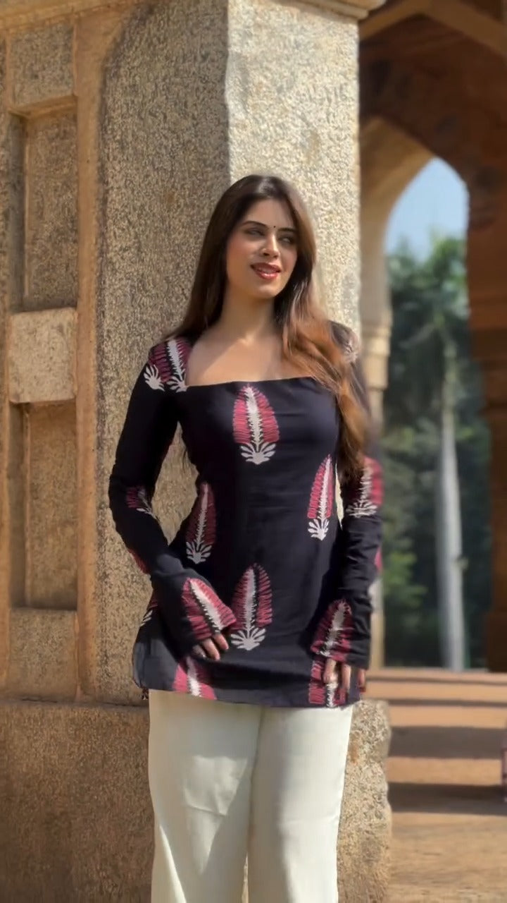 block printed kurti or short top