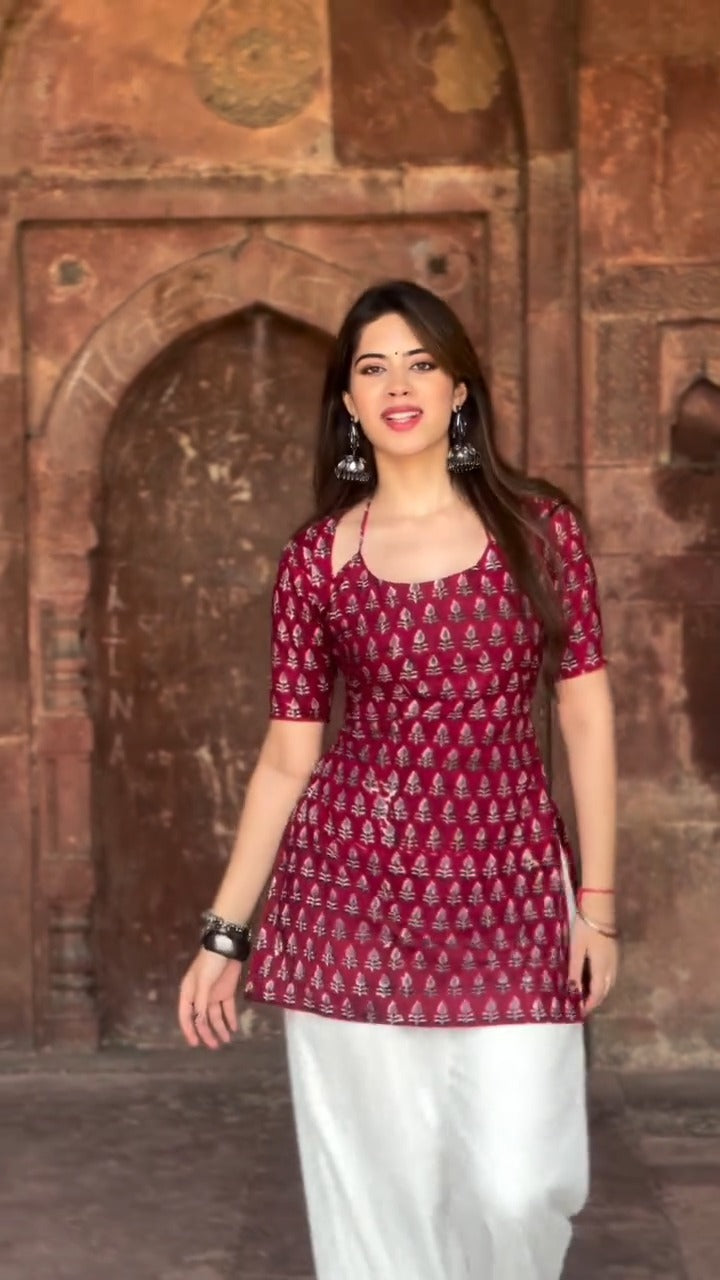 block printed kurti or short top