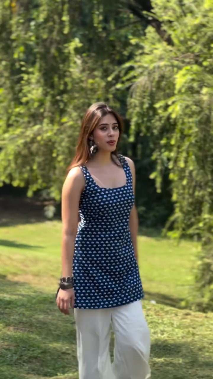 block printed kurti or short top