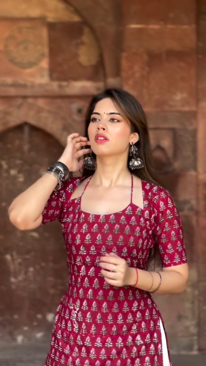 block printed kurti or short top