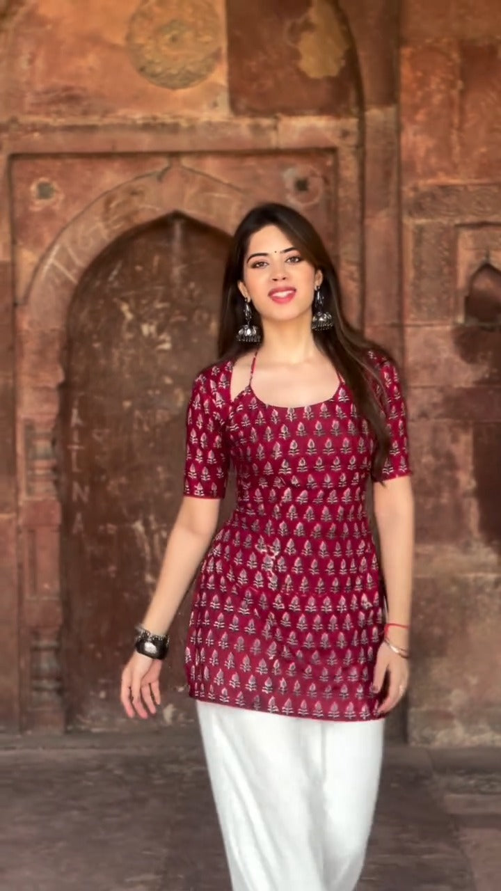 block printed kurti or short top