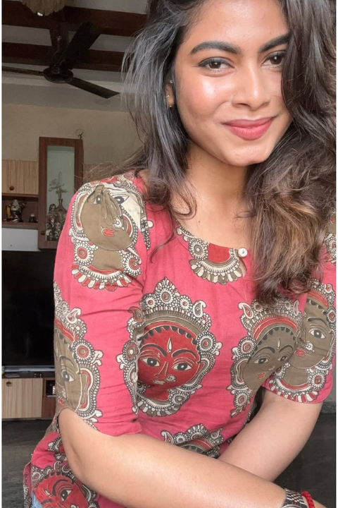 Traditional Indian Ethnic Wear Kathakali Print Kurtis( fabric is likely breathable, Poly rayon)